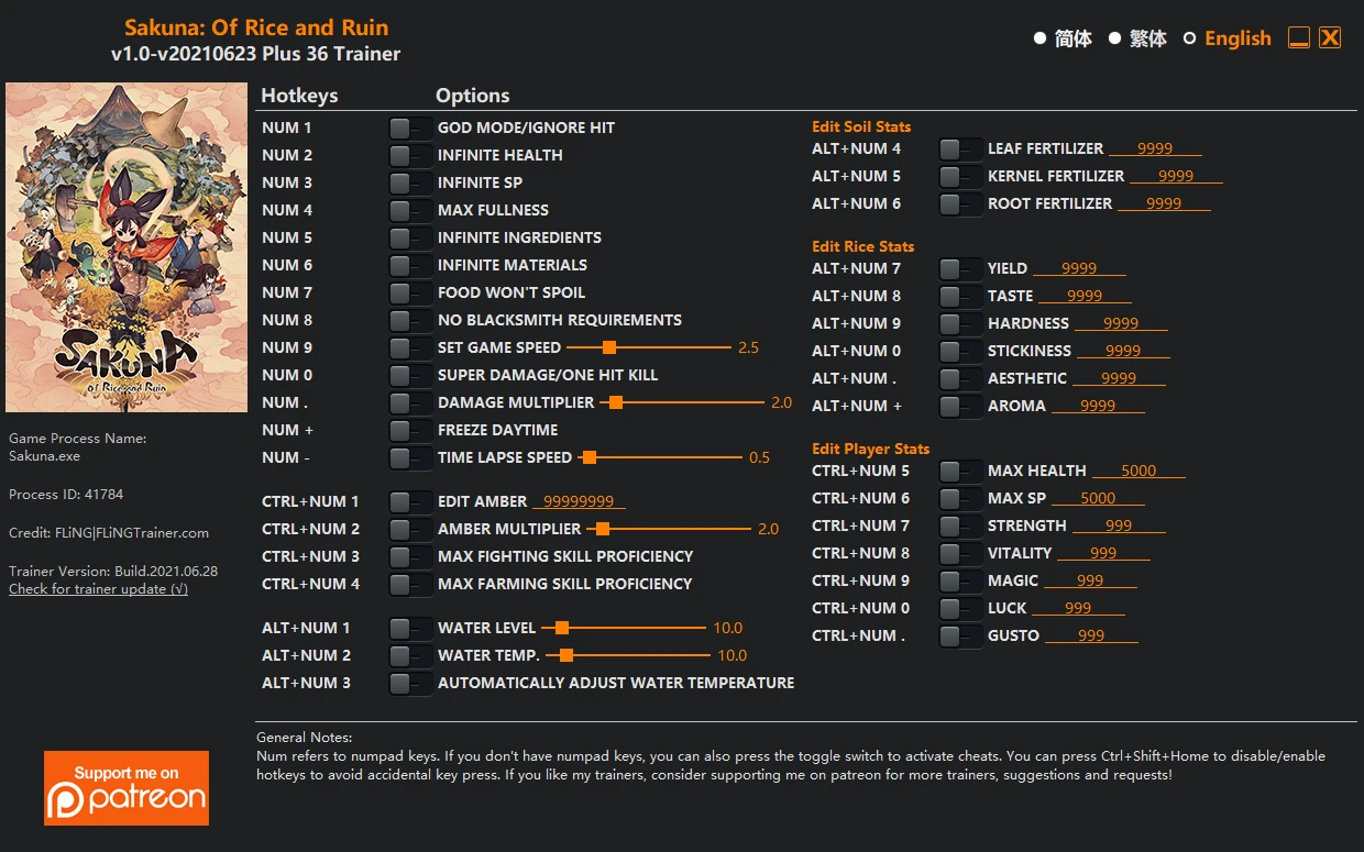 Sakuna: Of Rice and Ruin: Трейнер/Trainer (+36) [1.0 - UPD: 23.06.2021] {FLiNG}