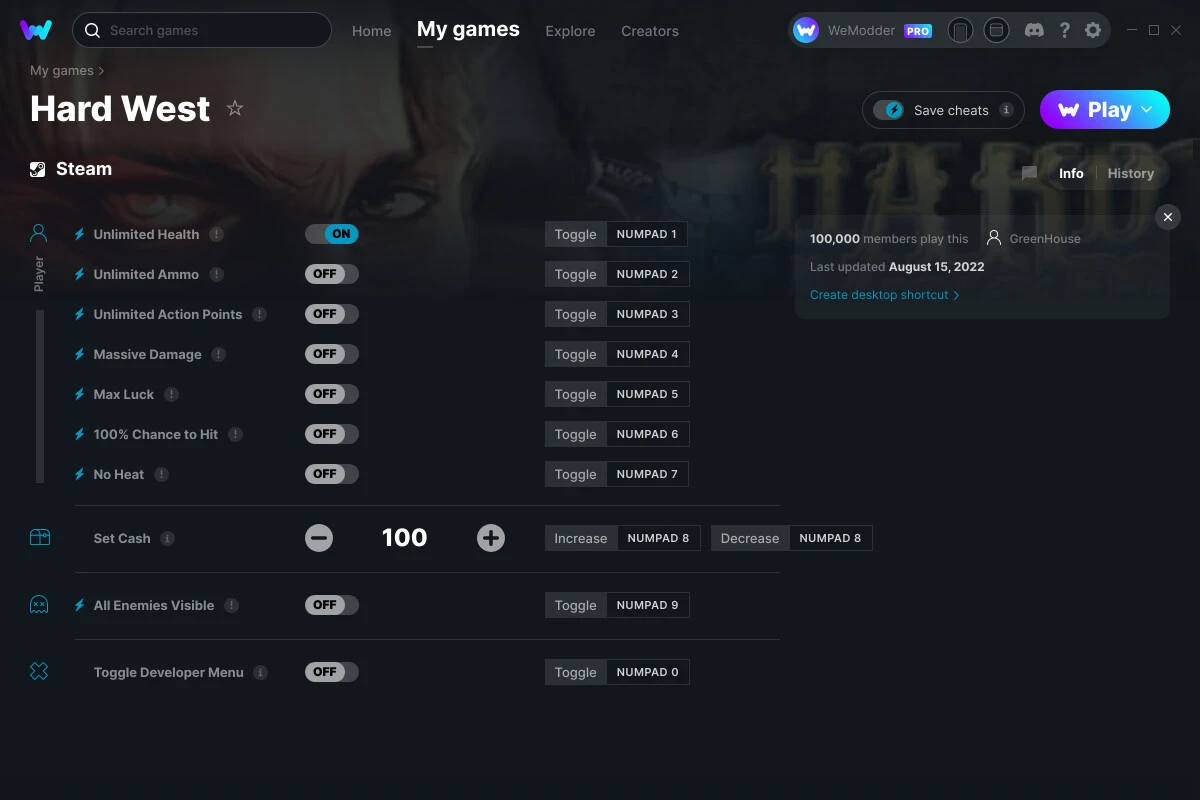 Hard West "Трейнер +10" [UPD: 15.08.2022] {GreenHouse / WeMod}