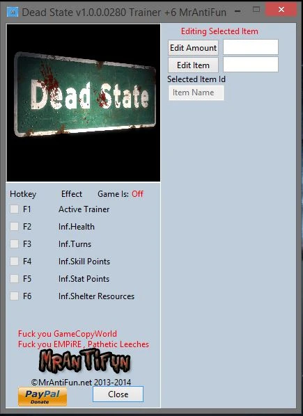 Dead State: Трейнер/Trainer (+6) [1.0.0.0280] {MrAntiFun}