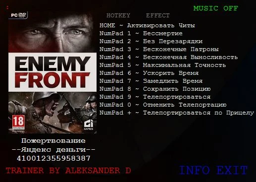 Enemy Front: Трейнер/Trainer (+9) [1.0] {Aleksander D}