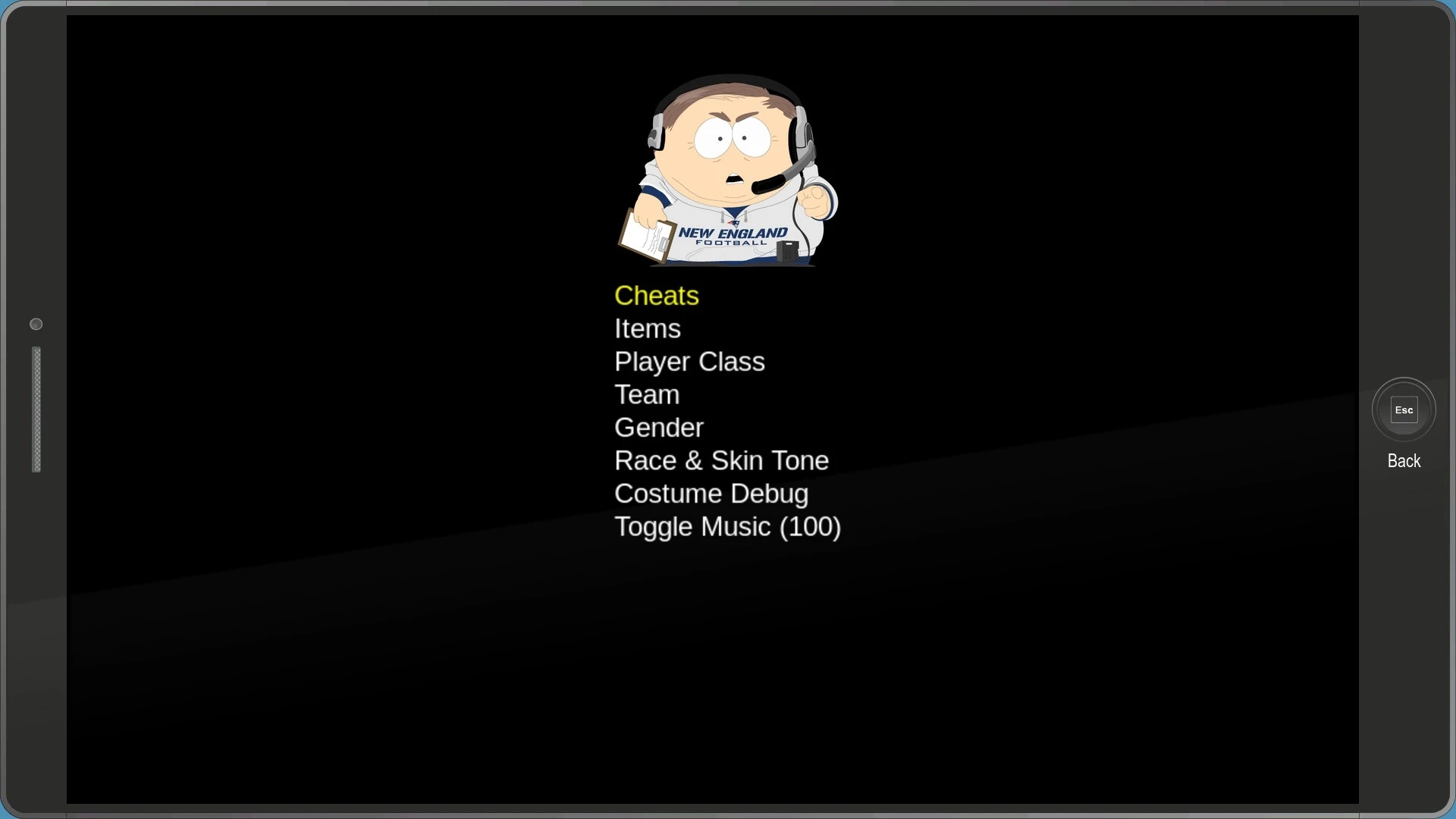 South Park: The Fractured But Whole "Меню разработчиков"