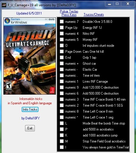 FlatOut - Ultimate Carnage: Трейнер (+19) [All Versions] {Delta10FY}