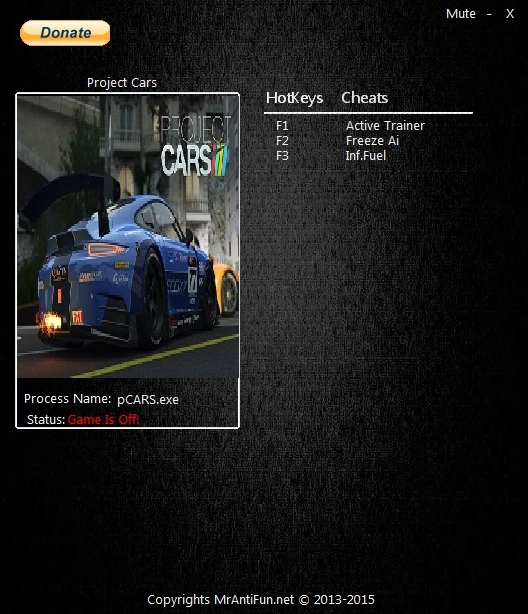 Project Cars: Трейнер/Trainer (+2) [1.0: 32 Bit] {MrAntiFun}