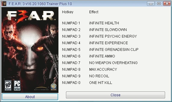 F.E.A.R 3: Трейнер/Trainer (+10) [16.20.1060] {GRIZZLY/PlayGround.ru}