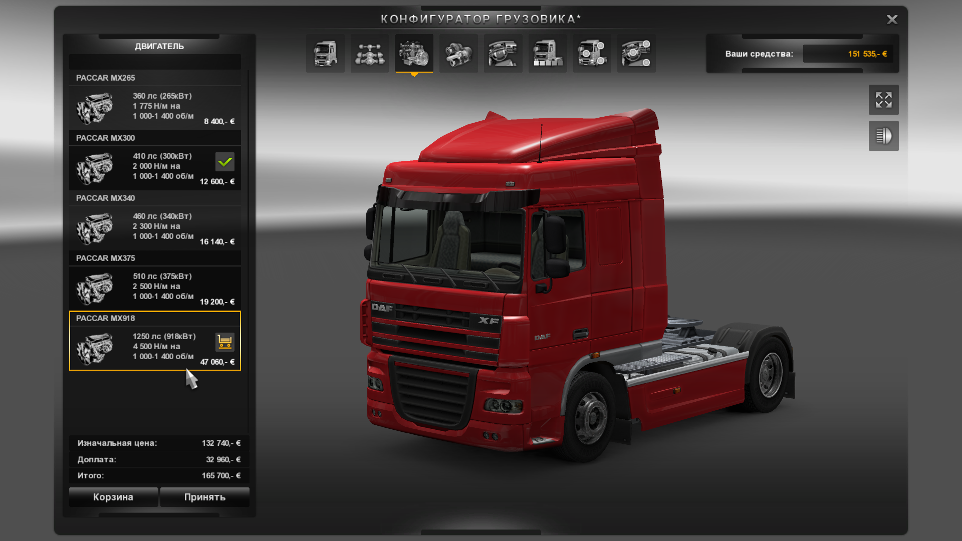 ETS 2 "Мощные двигатели для дефолтных грузовиков"