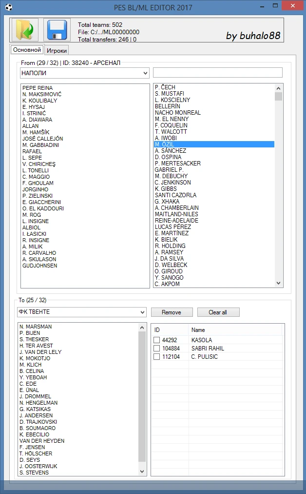 PES 2017 "BL/ML EDITOR by buhalo88"
