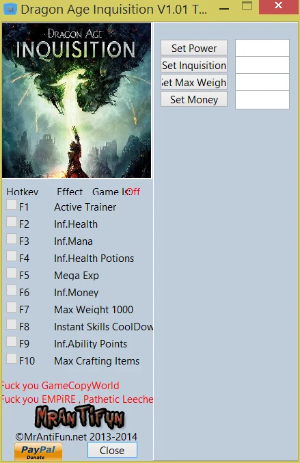 Dragon Age Inquisition: Трейнер/Trainer (+13) [1.01] {MrAntiFun}