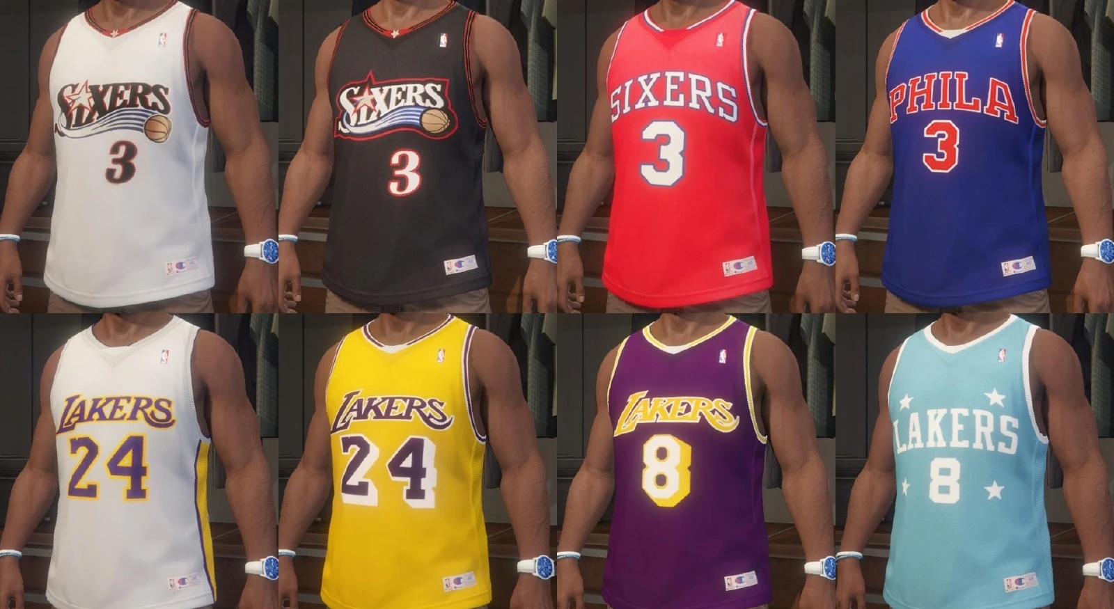 Grand Theft Auto 5 "Franklin - NBA Shirts Pack - Allen Iverson / Kobe Bryant"