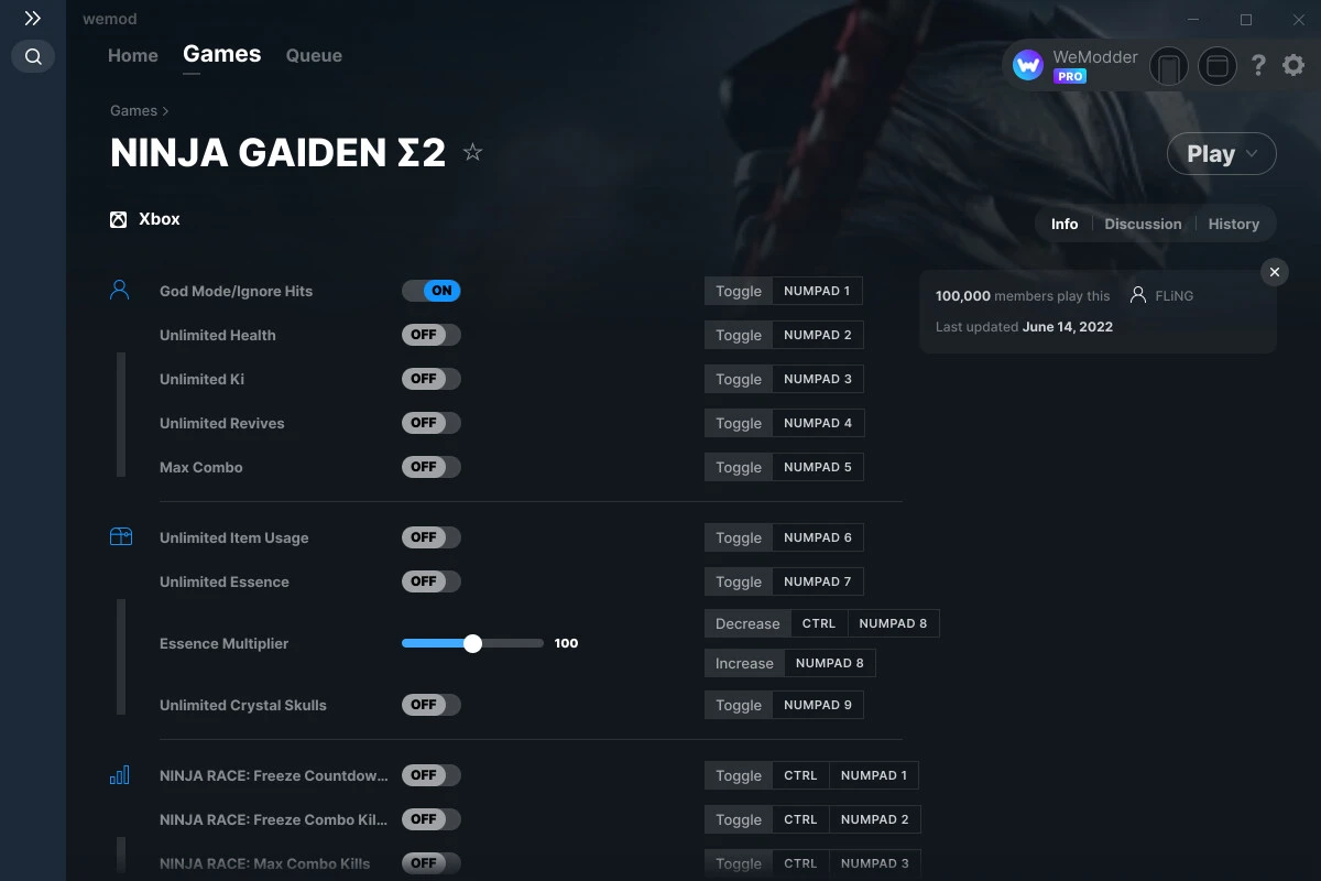 Ninja Gaiden 2 "Трейнер +14" [UPD: 14.06.2022] {FLiNG / WeMod}