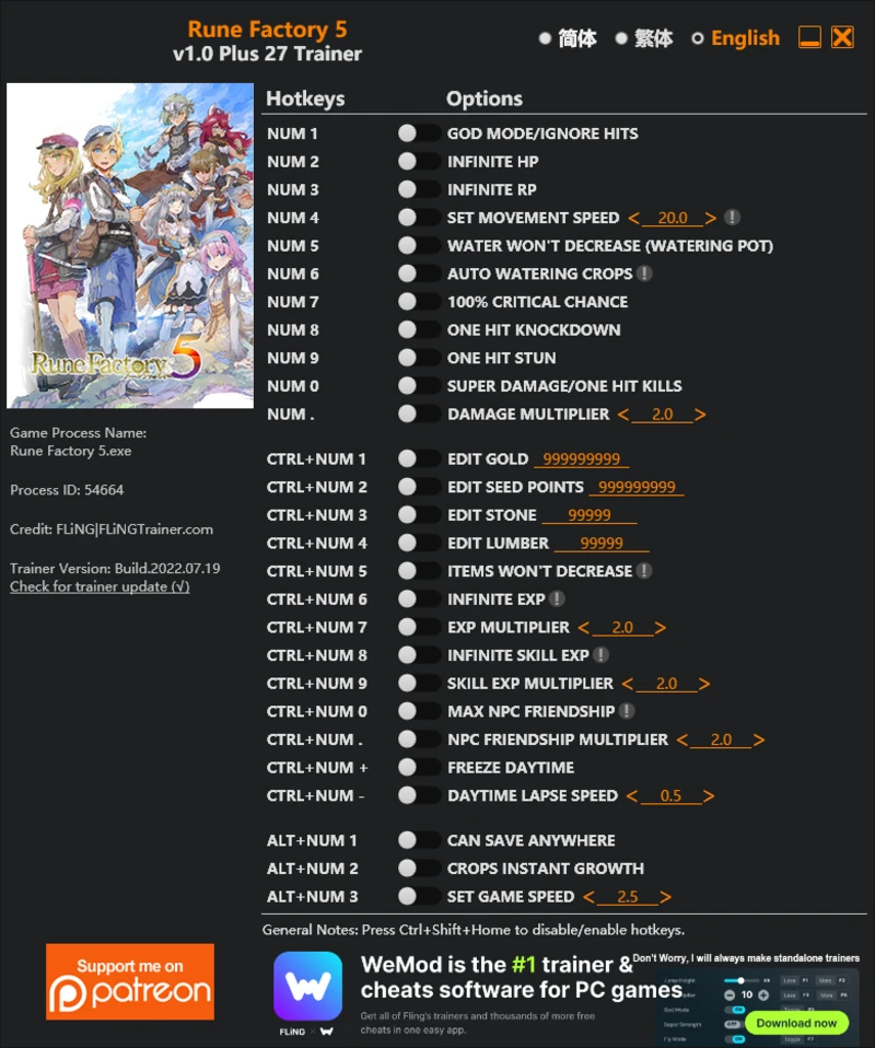 Rune Factory 5 "Трейнер +27" [1.0] {FLiNG}