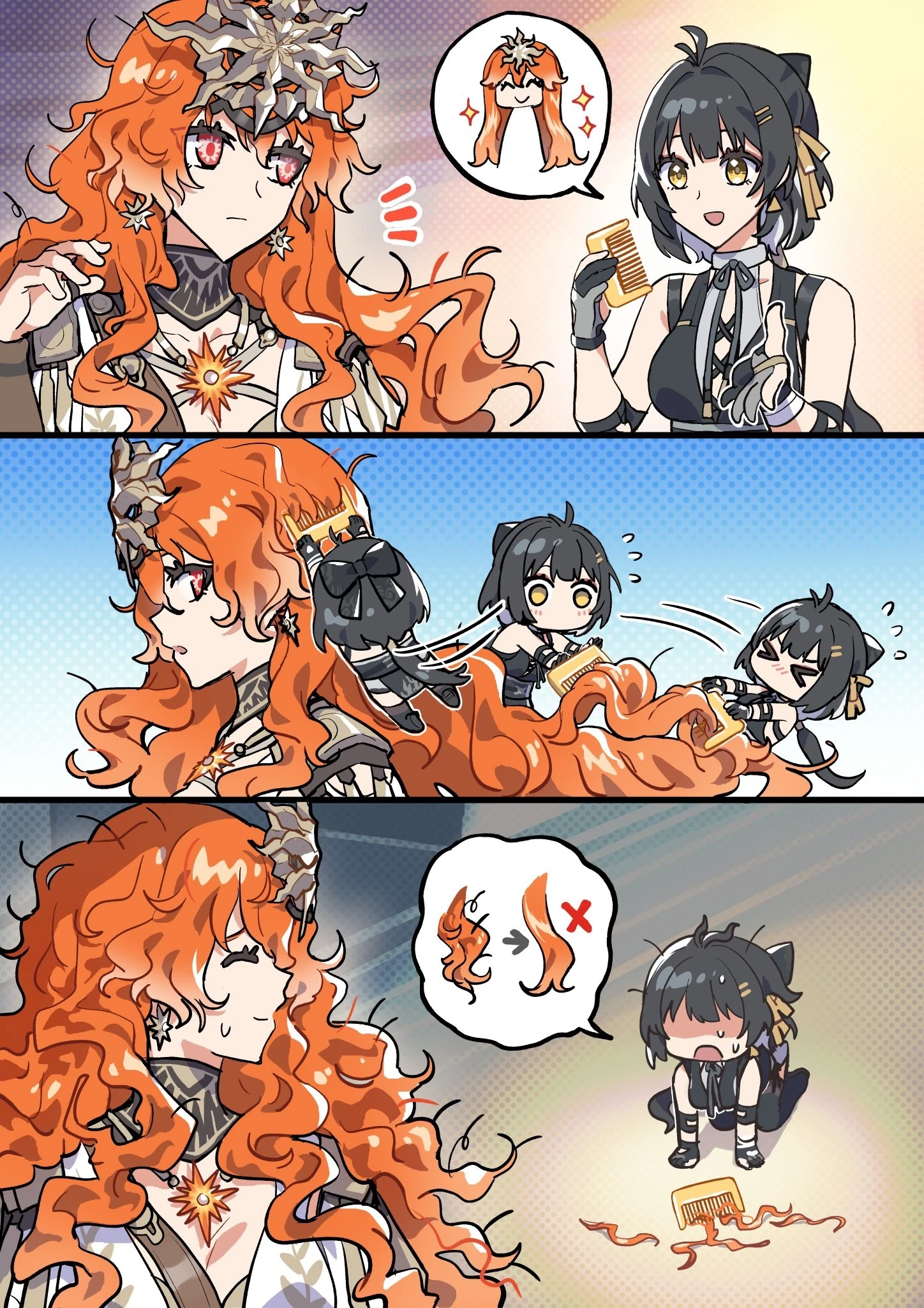 Попытка расчесать волосы Августы