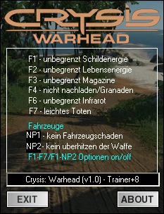 Crysis Warhead: Трейнер/Trainer (+8) [1.0 &amp; 1.1: 64 Bit] {dR.oLLe}