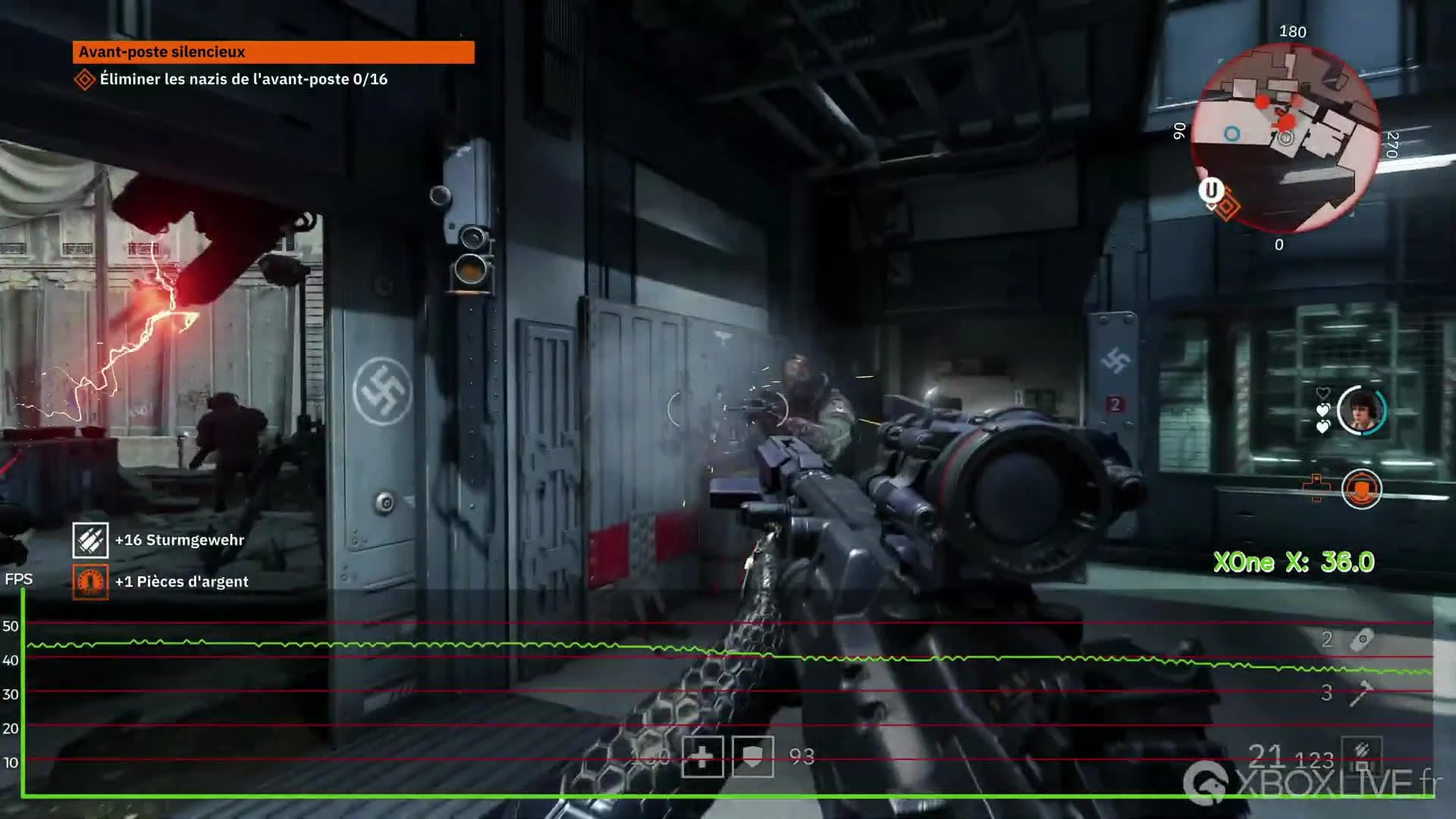 Тест частоты кадров в Wolfenstein: Youngblood на Xbox One X