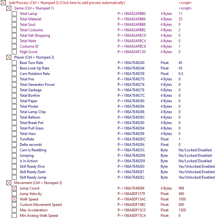Tasomachi: Behind the Twilight "Таблица для Cheat Engine" [Build.8588553] {ndck76}