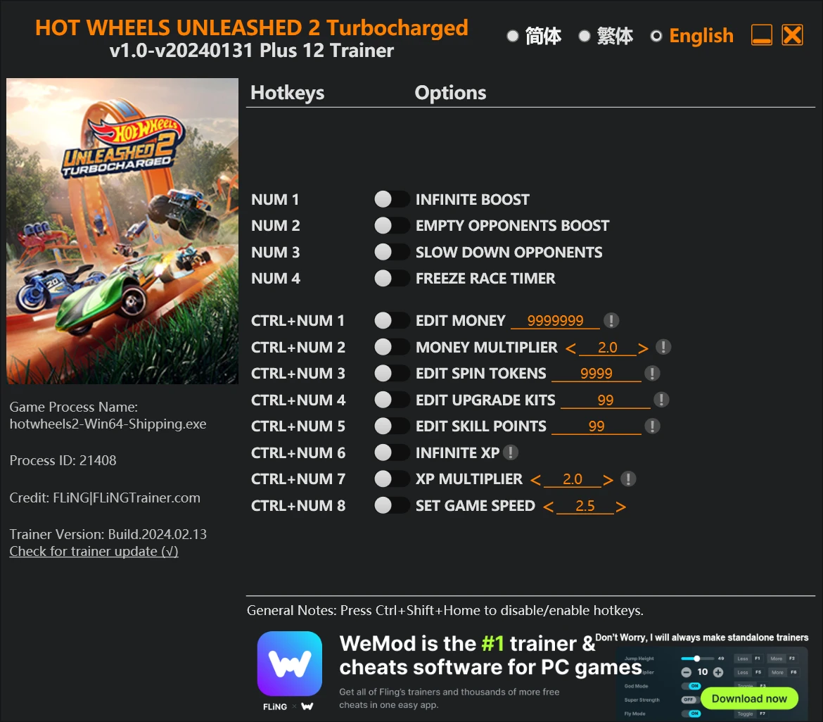 Hot Wheels Unleashed 2: Turbocharged "Трейнер +12" [1.0 - UPD: 31.01.2024] {FLiNG}