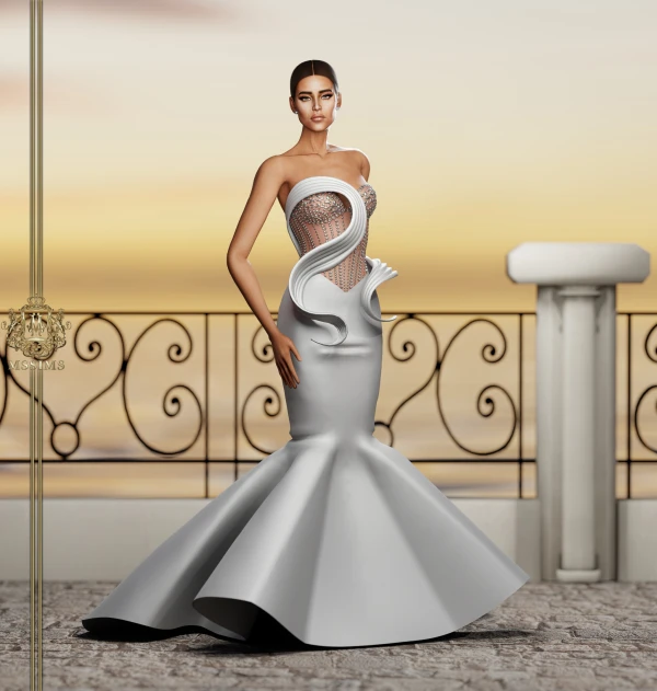 The Sims 4 "Свадебное платье с прозрачным корсетом"