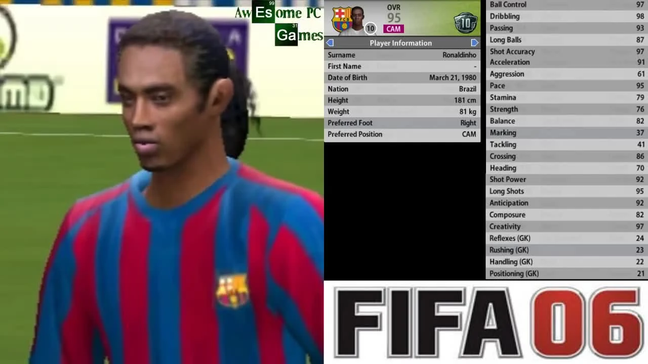 FIFA 15 "Ronaldinho от FIFA 04 до 15 (Face Rotation and Stats)"