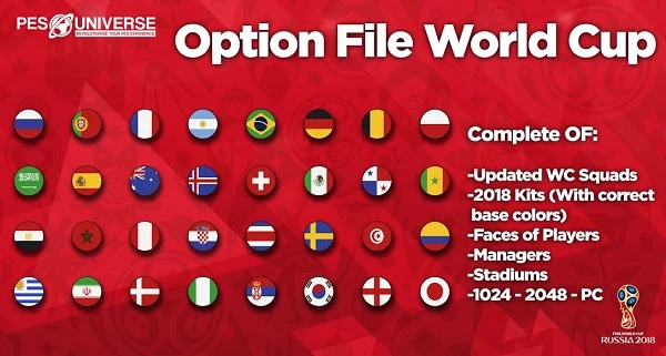 PES 2018 "PS4 Option File PES Universe World Cup 2018 Edition"