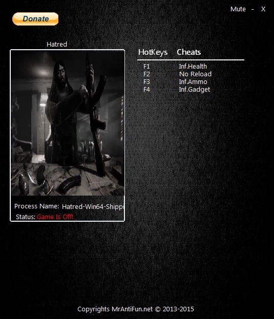 Hatred: Трейнер/Trainer (+4) [1.00] {MrAntiFun}