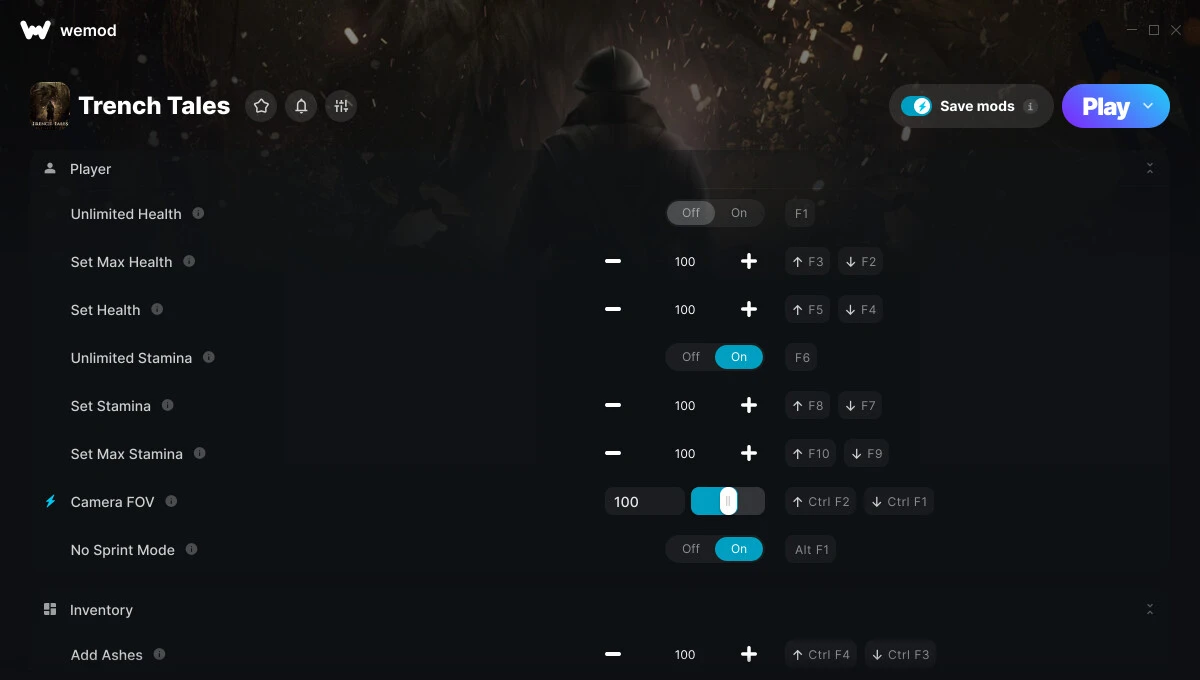 Trench Tales "Трейнер +17 от WeMod: Здоровье, выносливость, пепел и пр "