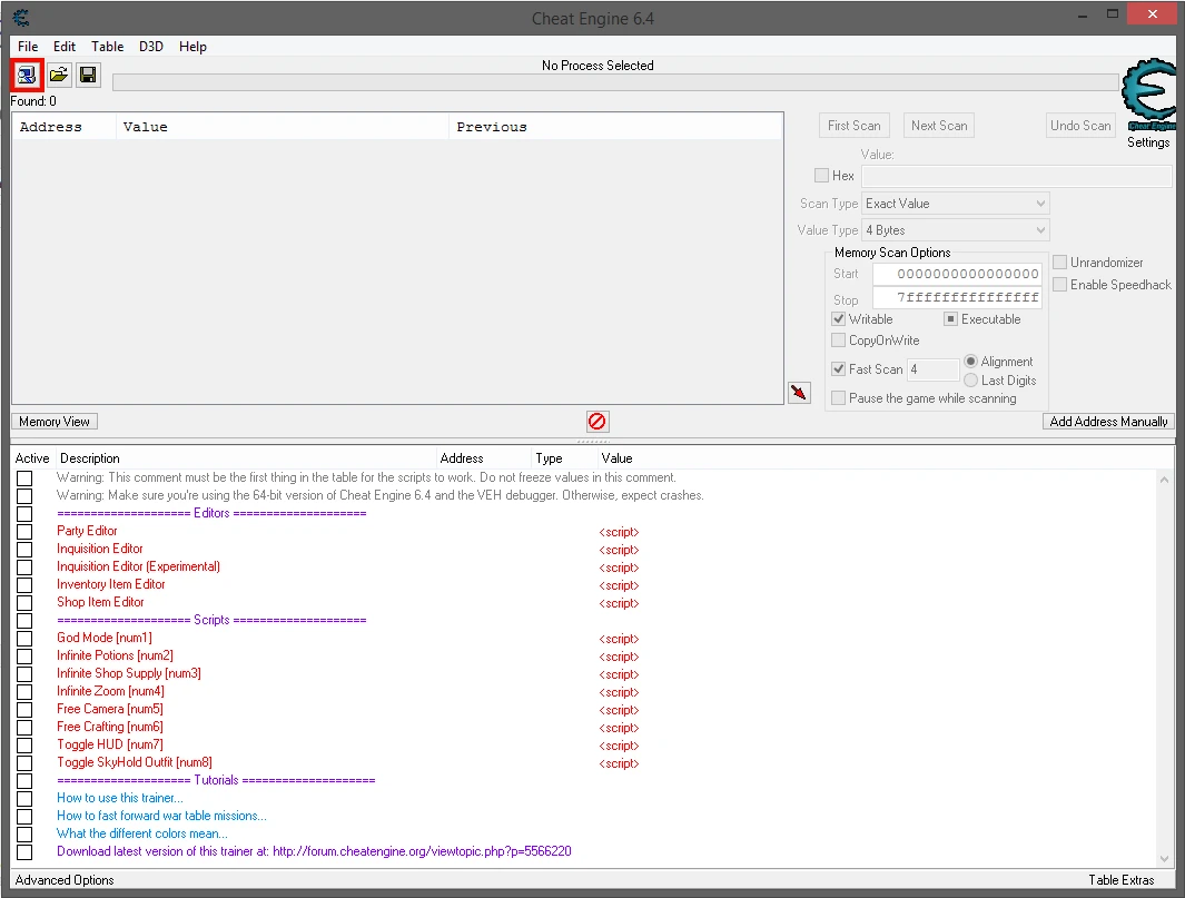 Dragon Age: Inquisition: Таблица для Cheat Engine 6.4 (Редактируем статы перки, инвентарь и т.д.) [DAI Update 2/2.5]