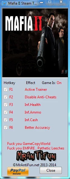 Mafia 2: Трейнер/Trainer (+4) [Latest Steam Version] {MrAntiFun}