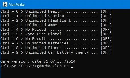 Alan Wake: Трейнер/Trainer (+10) [1.07.33.72514] {LIRW / GHL}