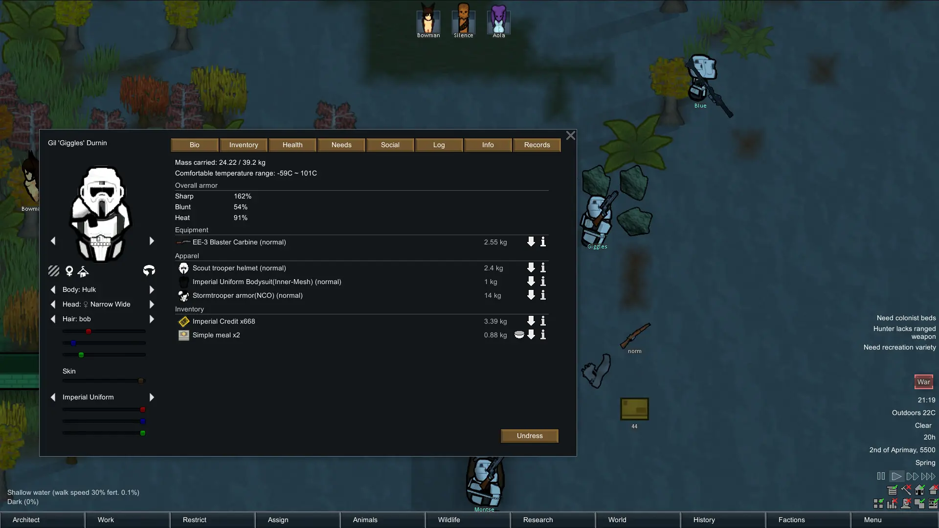 RimWorld "Чит-Мод - Редактировать характеристики персонажа" [1.6] {void}