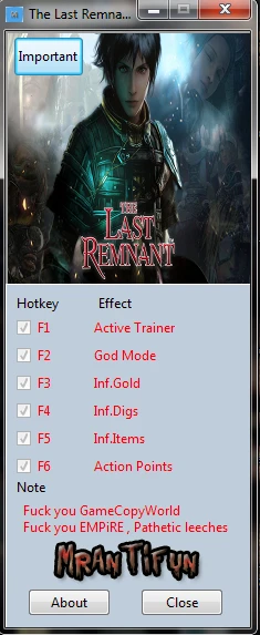 The Last Remnant: Трейнер/Trainer (+5) [1.0.515] {MrAntiFun}