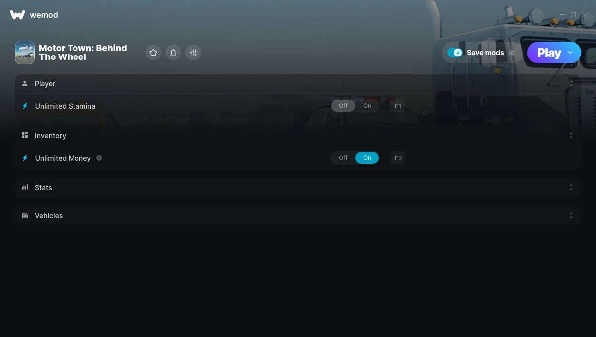 Motor Town: Behind The Wheel "Трейнер +5 от WeMod: Выносливость, деньги, опыт и пр"