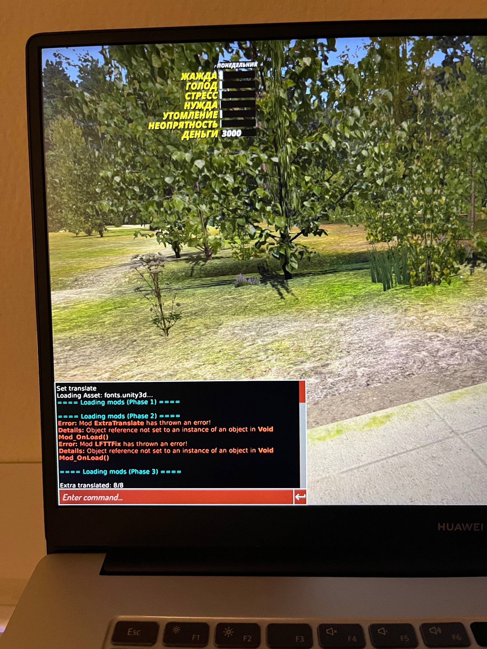 После установки русской версии через MSCLoader вылезает текстовое меню при запуске