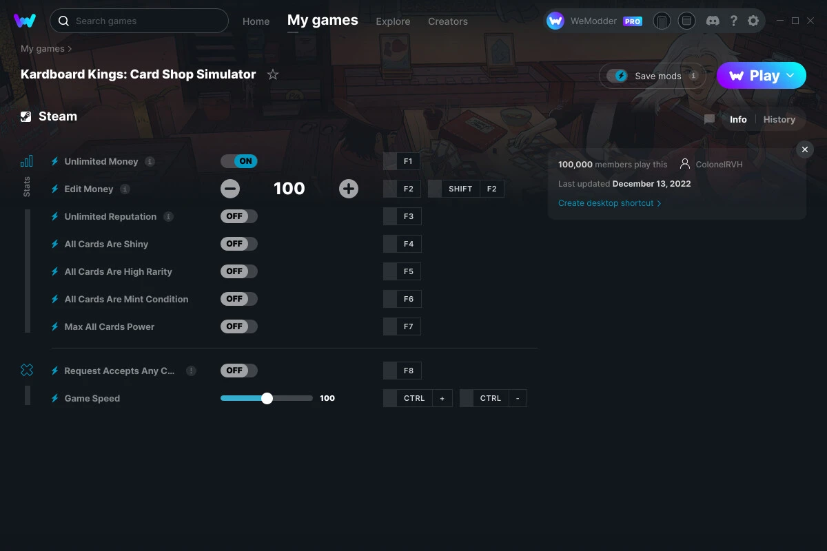 Kardboard Kings: Card Shop Simulator "Трейнер +9" [UPD: 13.12.2022] {ColonelRVH / WeMod}