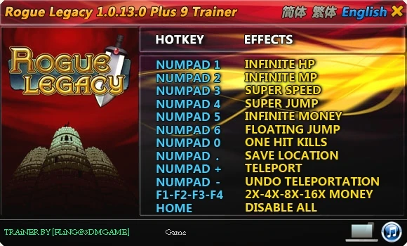 Rogue Legacy: Трейнер/Trainer (+9) [1.0.13.0] {FLiNG}