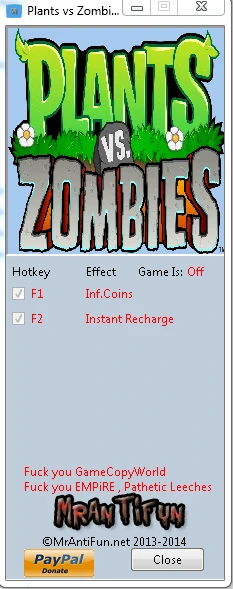 Plants vs. Zombies: Трейнер/Trainer (+2) [1.2.0.1073] {MrAntiFun}