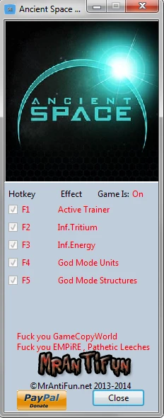 Ancient Space: Трейнер/Trainer (+4) [1.0] {MrAntiFun}