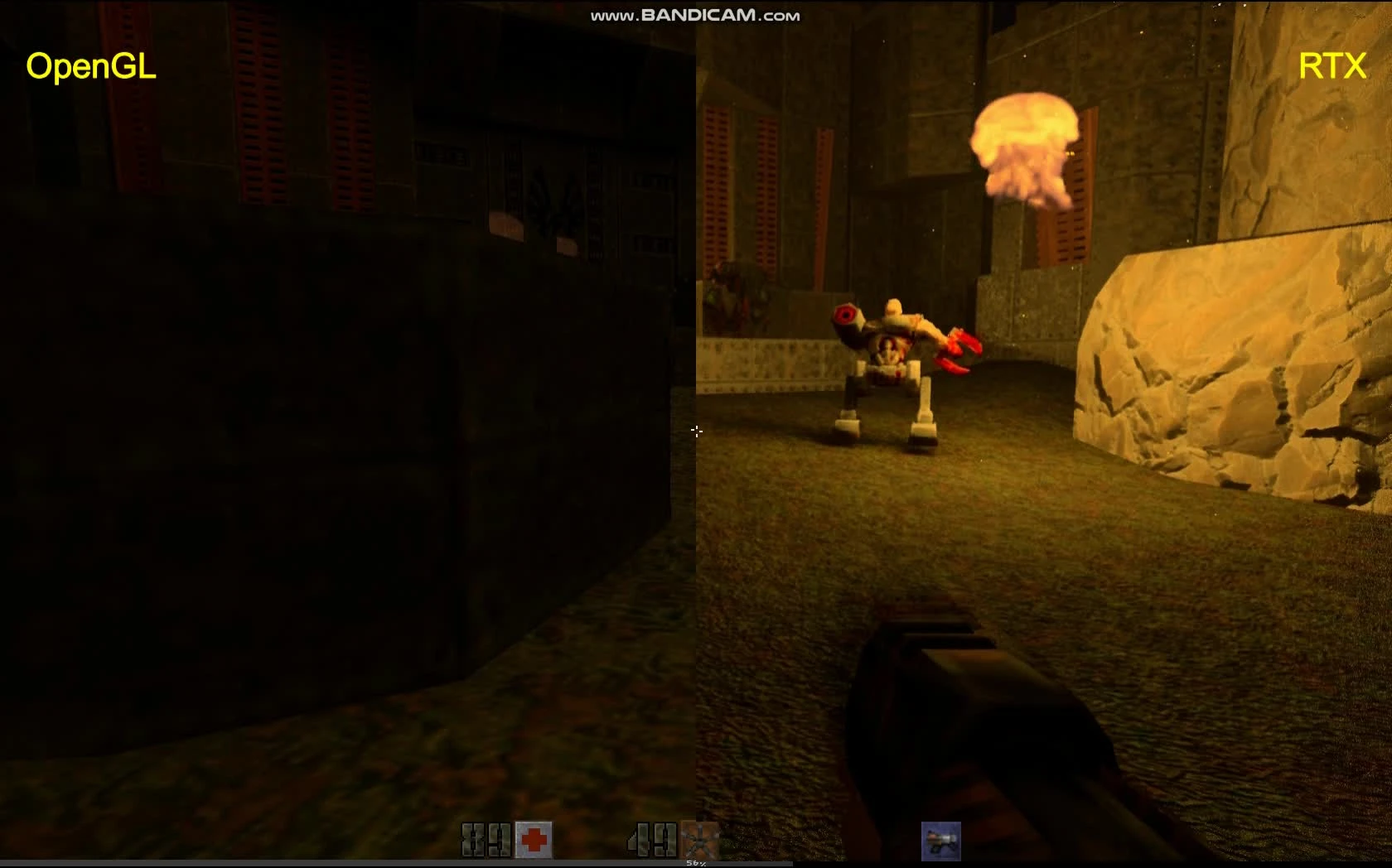 Quake 2 RTX с аддоном Ground Zero - сравнения графики OpenGL|RTX на базе GTX 1080