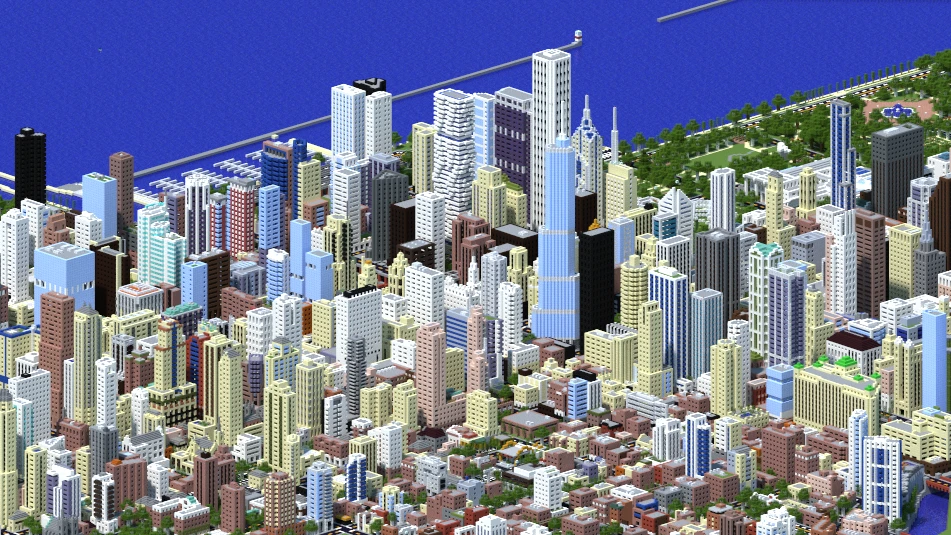 Minecraft "Чикаго в масштабе 1:4"