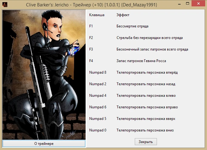 Clive Barker's: Jericho - Трейнер/Trainer (+10) [1.0.0.1] {Ded_Mazay1991}