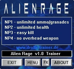 Alien Rage: Трейнер/Trainer (+4) [1.0] {dR.oLLe}