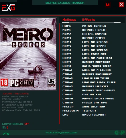 Metro: Exodus: Трейнер/Trainer (+20) [v1.0.0.7] {FutureX}