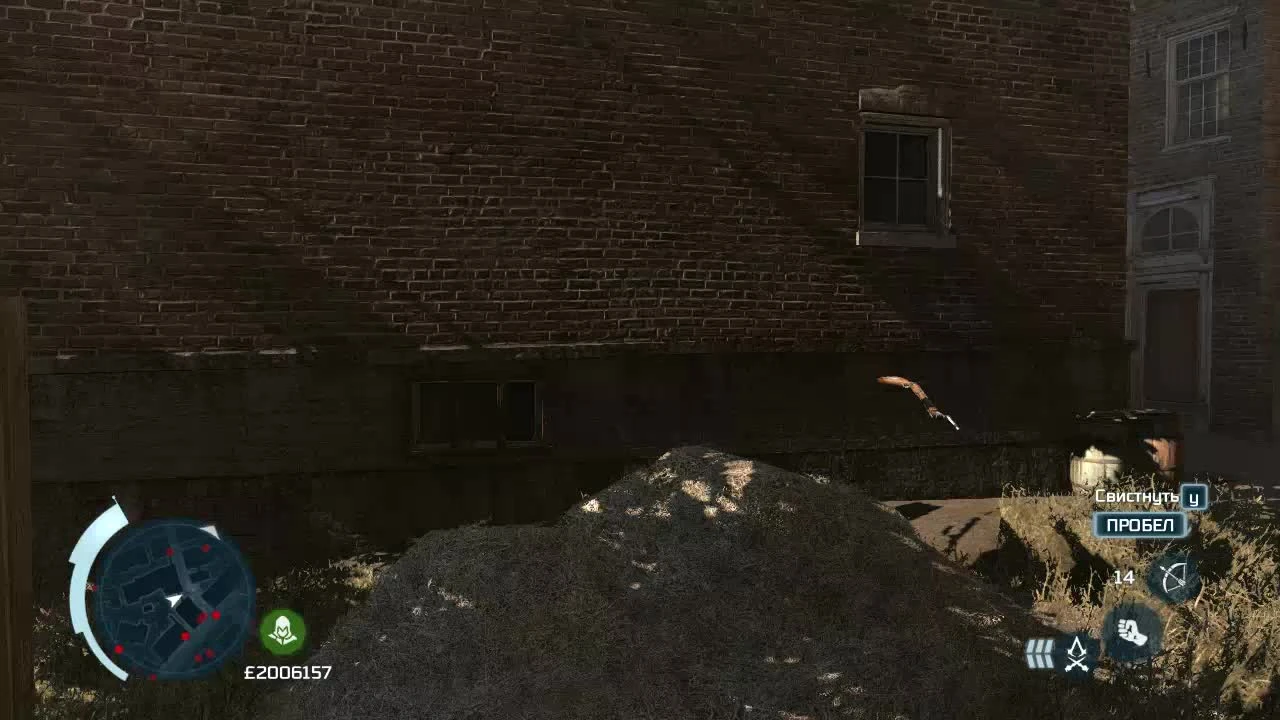 Глюк в игре Assassin's Creed 3, оружие в воздухе висит