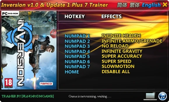 Inversion: Трейнер/Trainer (+7) [1.0/1.1] {FLiNG}