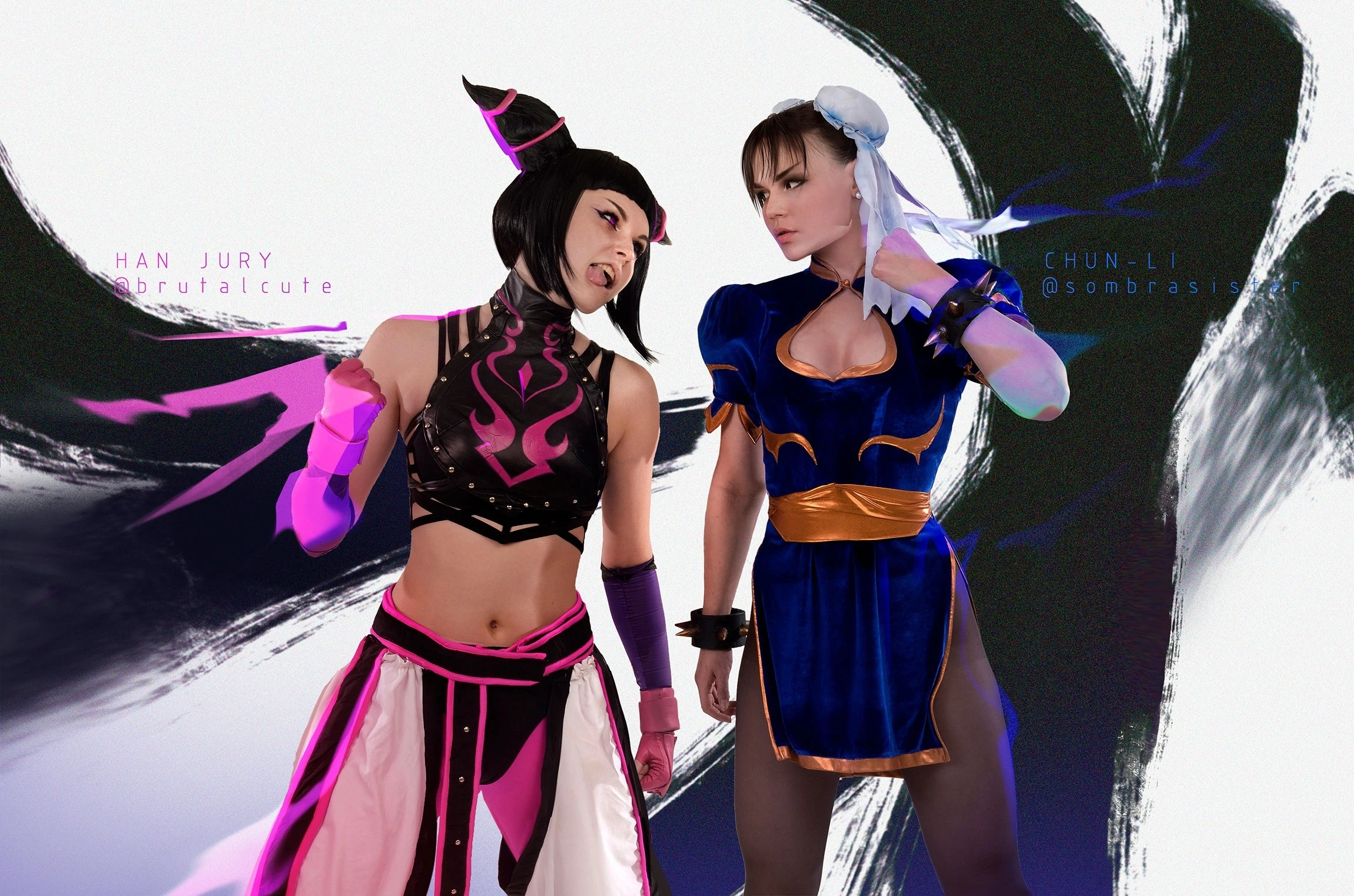 Бой между девушками - косплей на Чунь Ли и Джури из Street Fighter