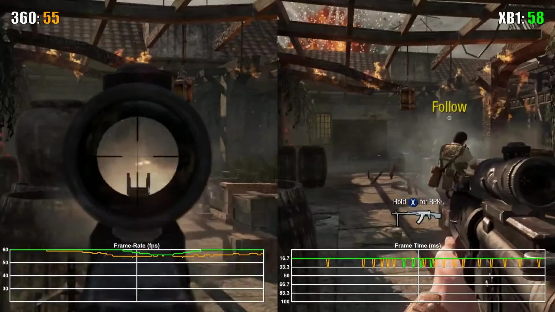 Call of Duty Black Ops Xbox 360 vs Xbox One Frame Rate Test (обратная совместимость)