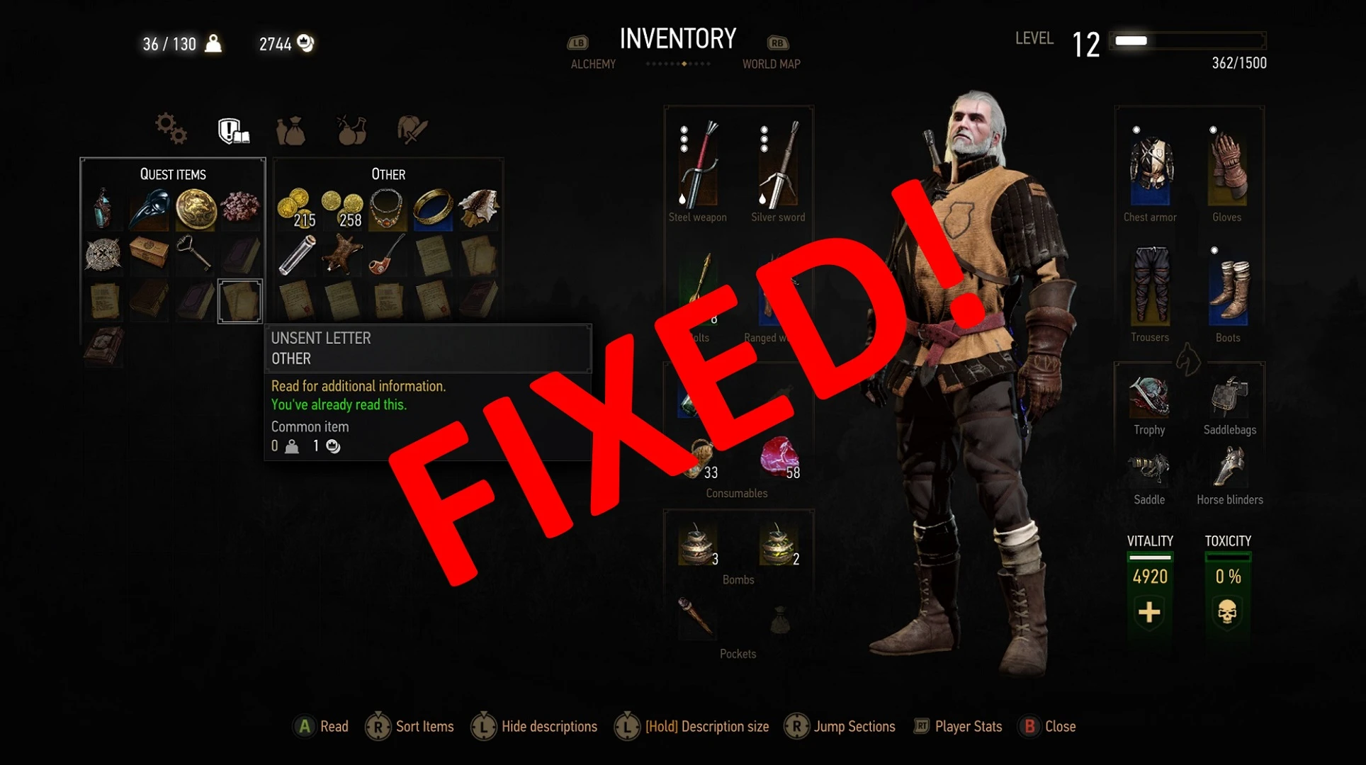 Witcher 3 "Исправление мелких ошибок"