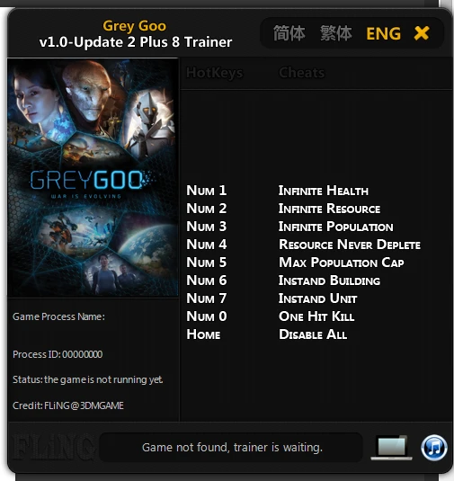 Grey Goo: Трейнер/Trainer (+8) [1.0 ~ Update 2] {FLiNG}