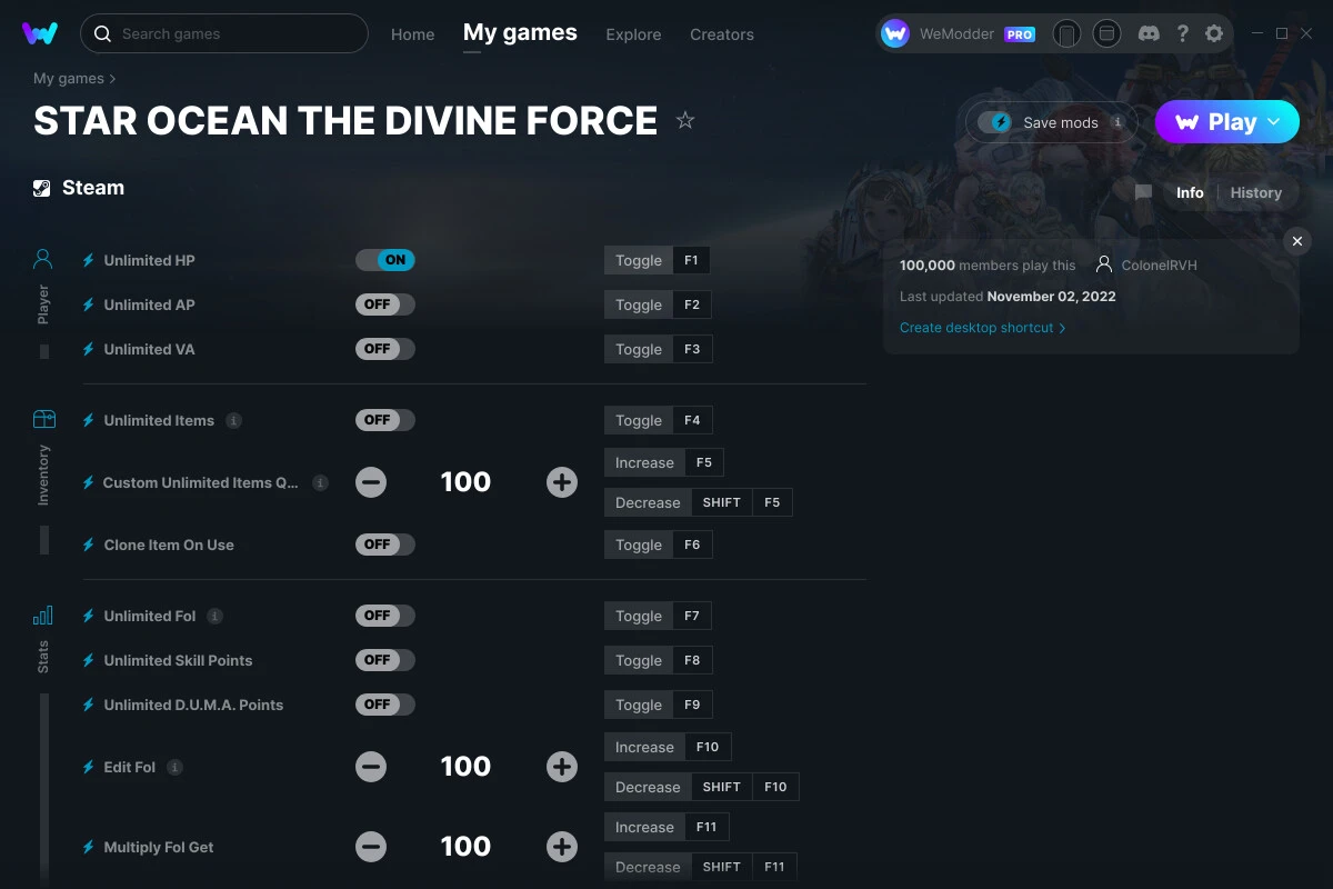 Star Ocean: The Divine Force "Трейнер +14" [UPD: 02.11.2022] {ColonelRVH / WeMod}
