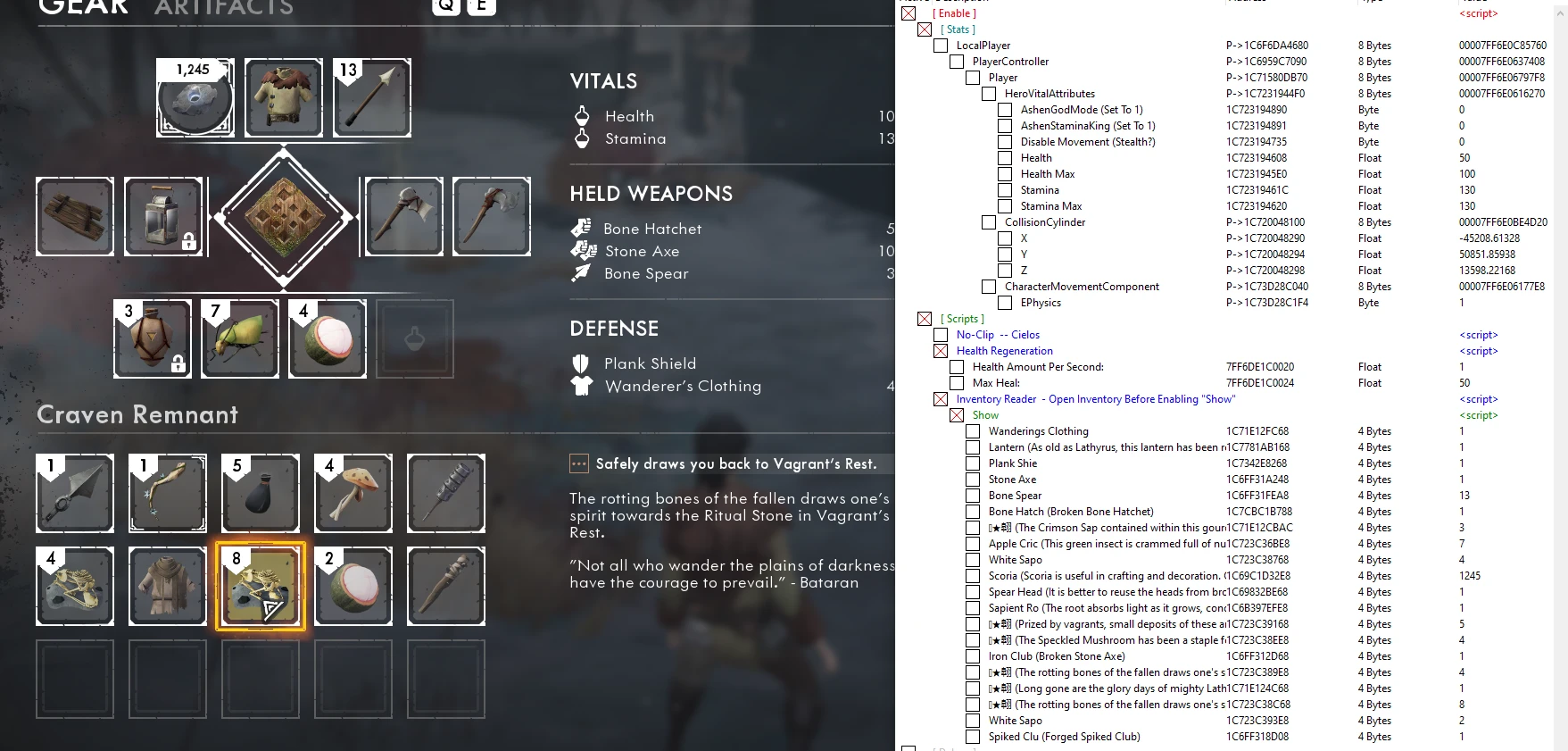 Ashen: Таблица для Cheat Engine [UPD:15.02.2021] {cfemen}