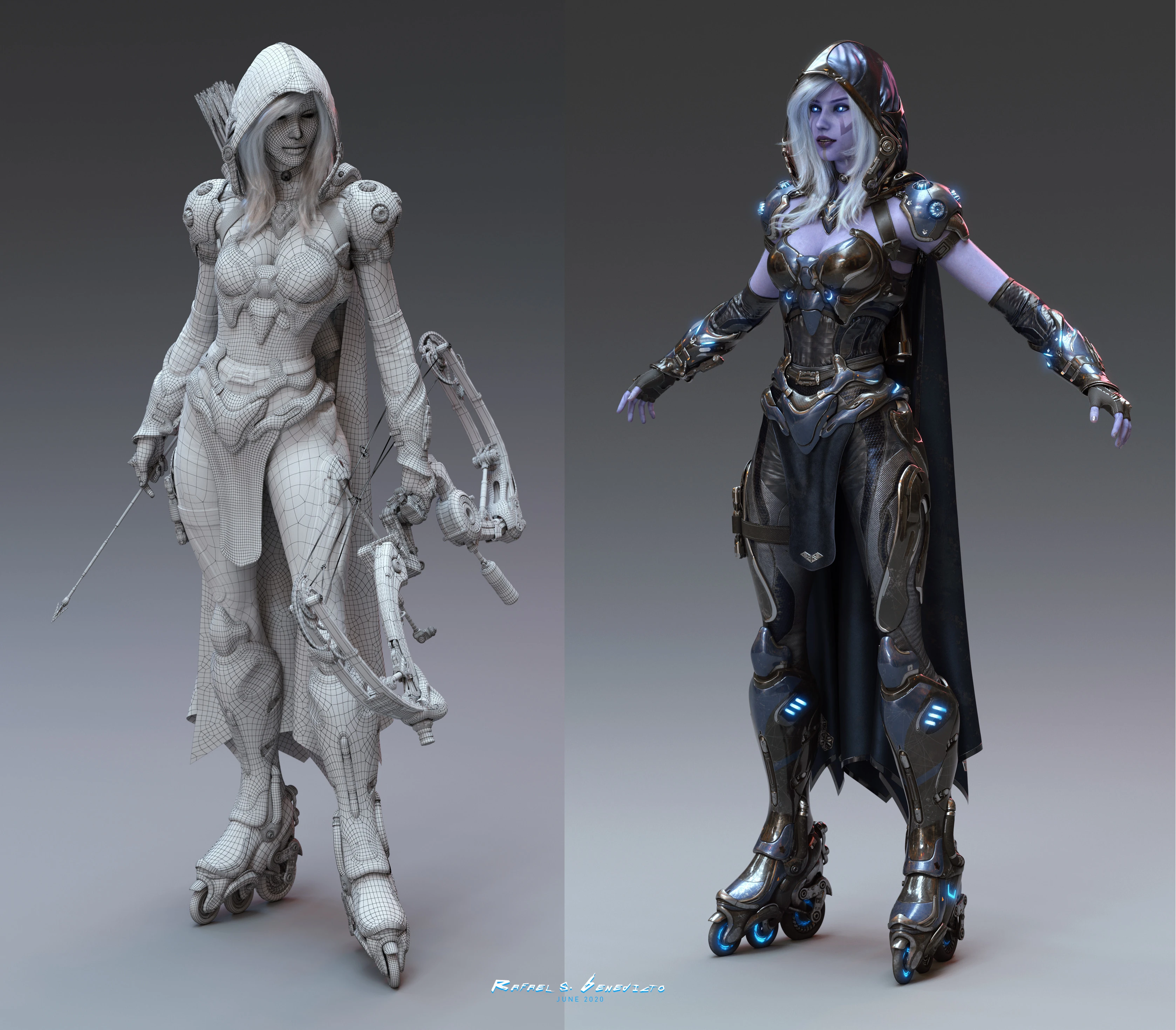 3D-моделлер переобразил Drow Ranger из Dota 2 в стиле Cyberpunk 2077