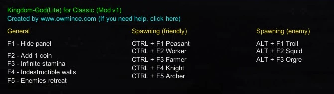 Kingdom: Чит-Мод/Cheat-Mode (God-Lite) [1.2.0] {Owmince}